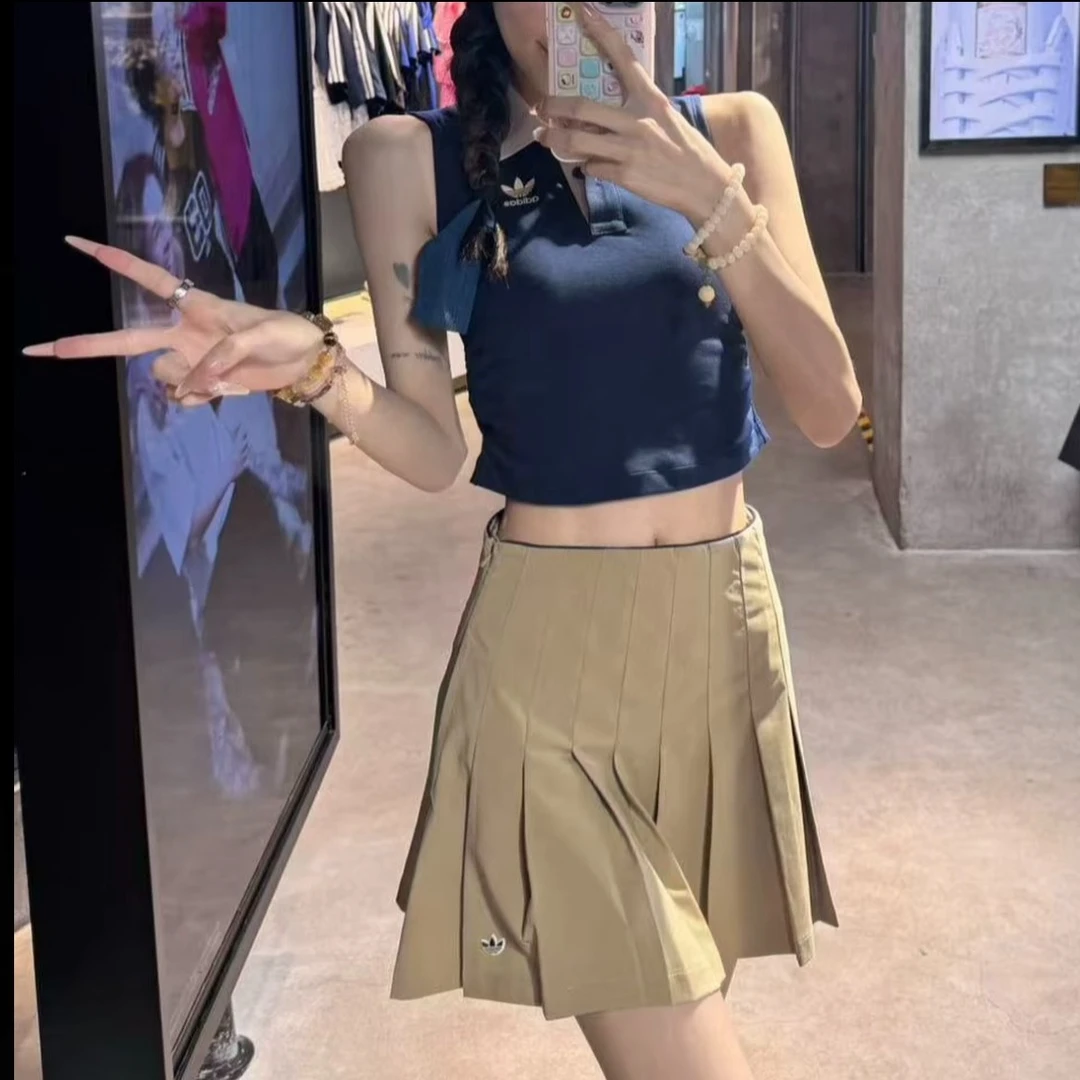 ADIDAS 复古运动百褶短裙 加打底裤内衬JC6770 JC6772