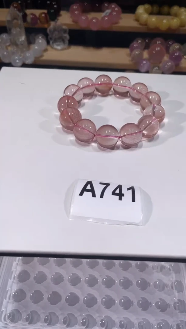 未镶嵌手链水晶A741粉兔毛手链17