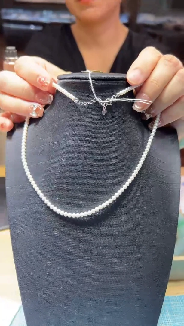淡水珍珠银S925镶嵌颈饰项链