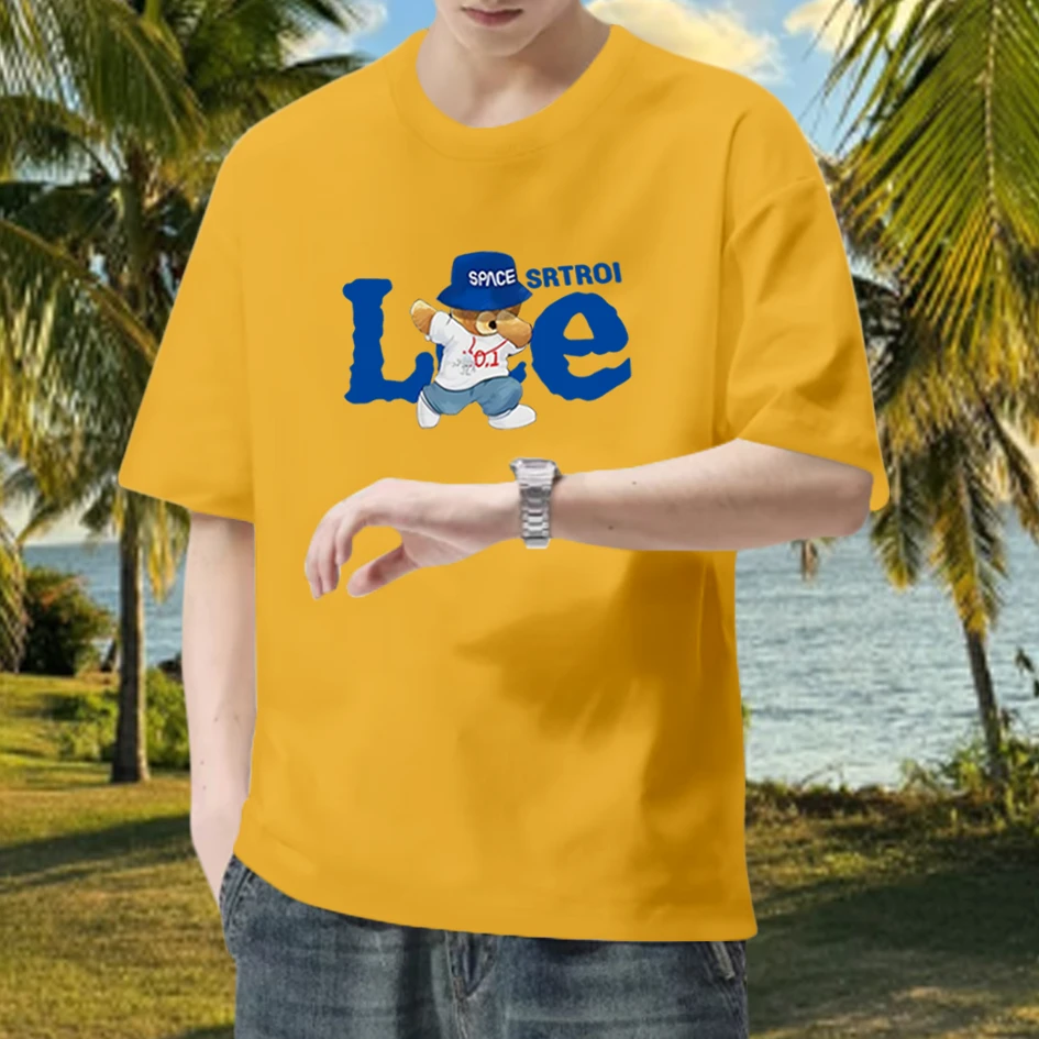 230g重磅不透纯棉短袖T恤男女同款潮流休闲时尚修身圆领印花T恤