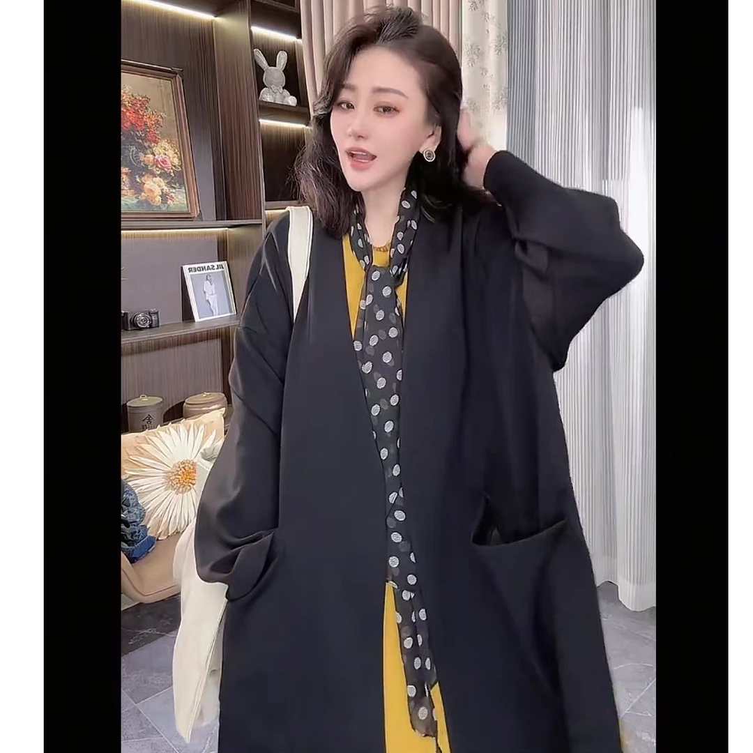 《悠悠精选》新款时尚百搭简约大口袋开叉设计感外套23006