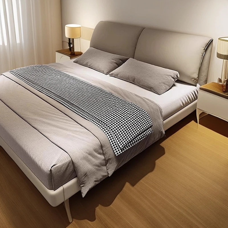 极简小象耳朵真皮床1.8m简约现代高端大气主卧网红双人床新款婚床