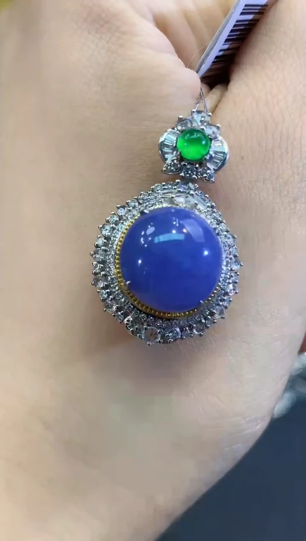 吊坠(不含链)18K金镶嵌翡翠B151 紫货有色差