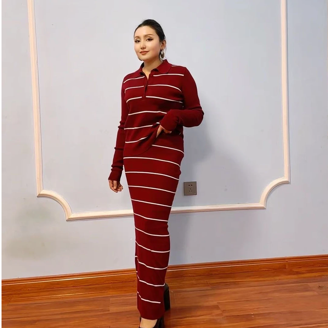 条纹针织吊带连衣裙套装女2025年春秋新款洋气减龄针织开衫两件套