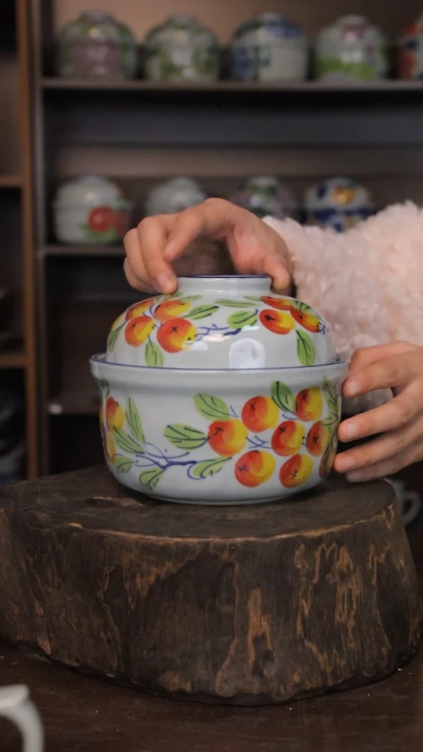 【闪购商品】椿野6.5寸锤纹炖盅（枇杷）C158