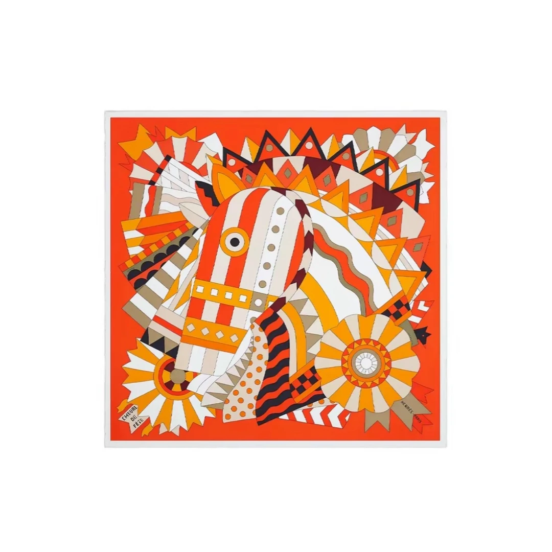 未使用 Hermes/爱马仕 【念念】“庆典骏马“ 90方巾