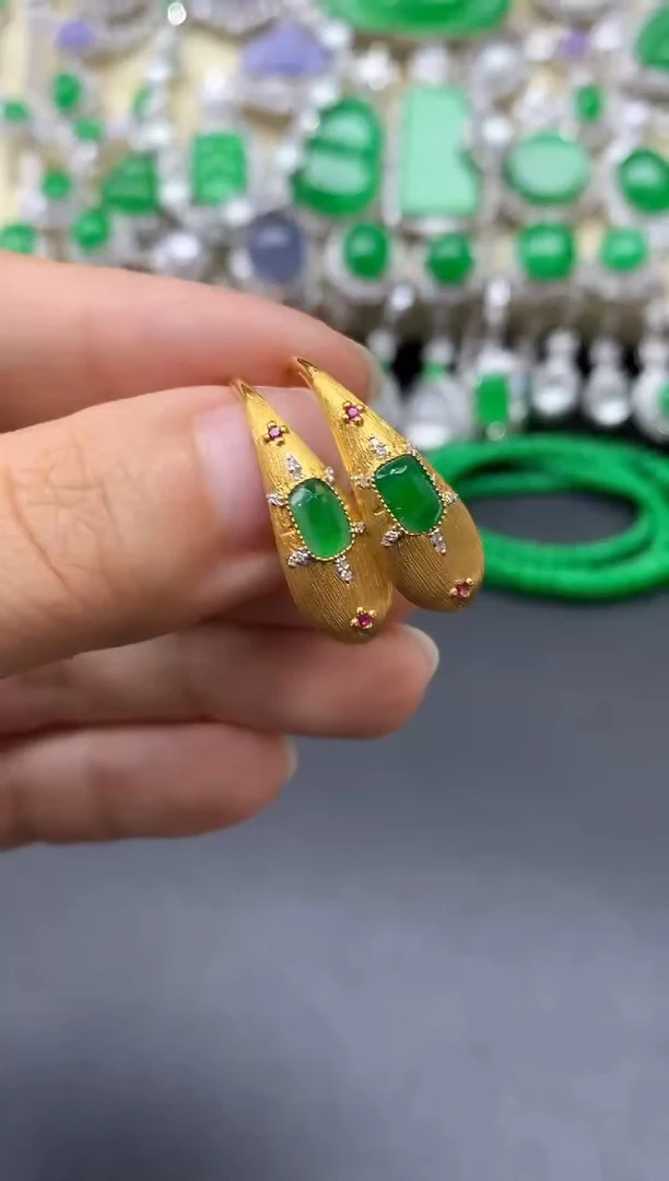 18K金镶嵌翡翠耳饰658-中国好珍宝