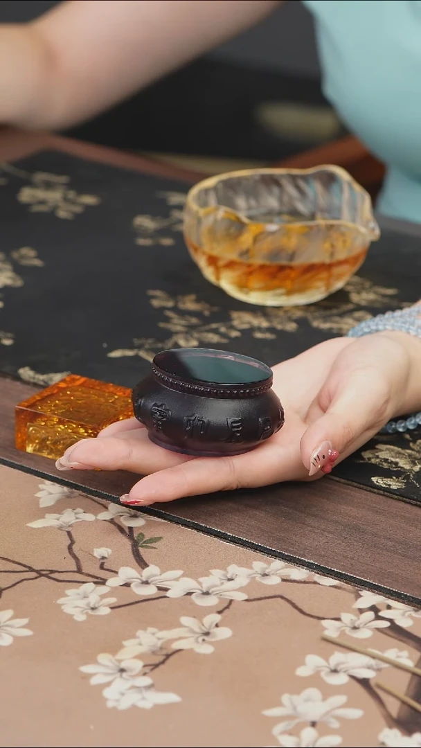 手工艺品琉璃古法琉璃紫色十二时辰鼓形盖置