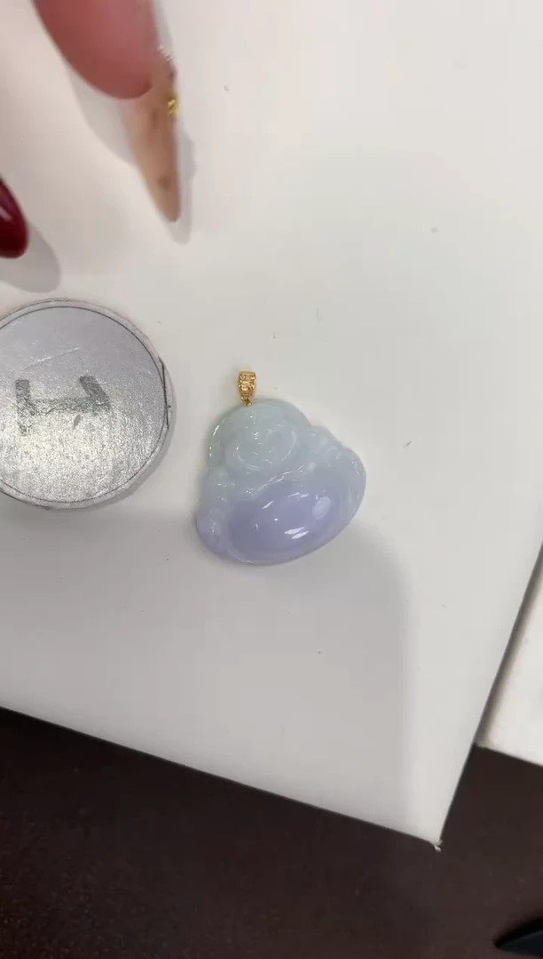 颈饰18K金镶嵌翡翠天然缅甸a货翡翠