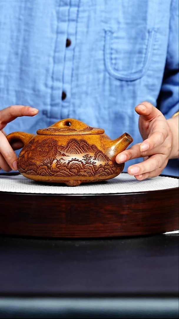 茶壶紫砂石瓢  虎皮金砂  李雨瑶