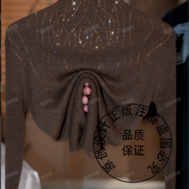 2025年秋季新款烫钻高端百搭显瘦时尚减龄高领长袖上衣女GD1488