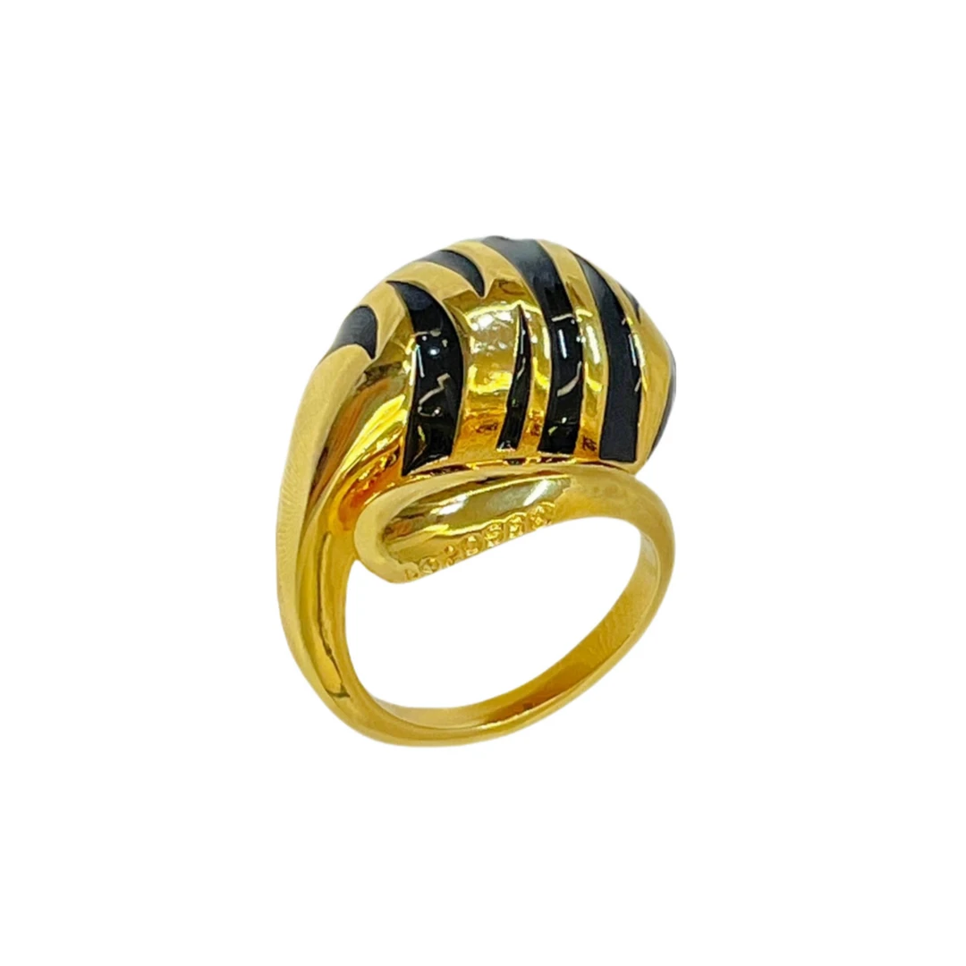 AOPOSS白姿 镀K金[黑金斑马]戒指原创设计百搭小众个性