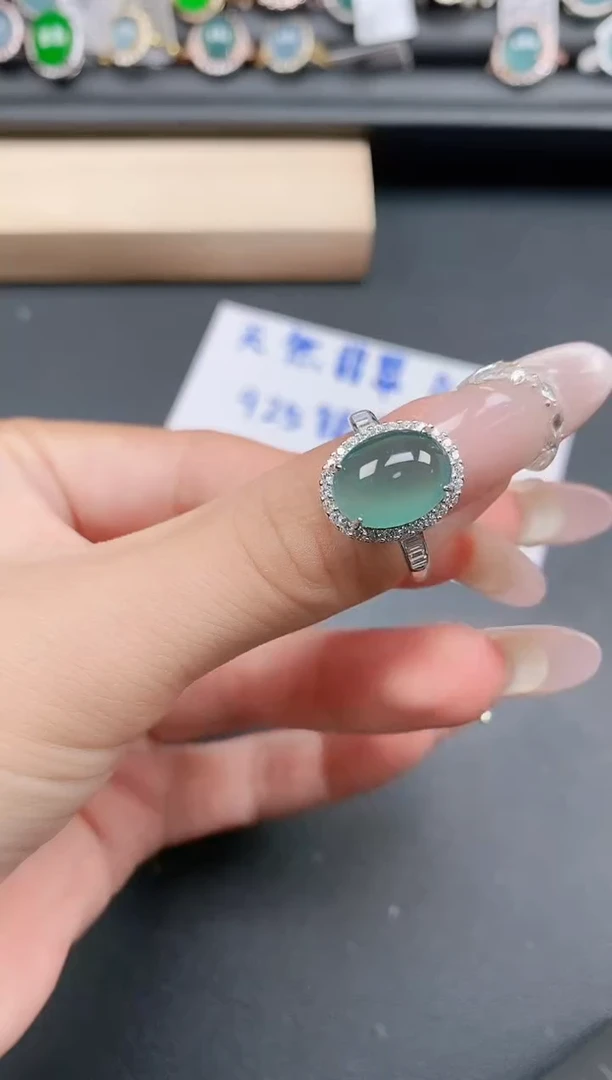 银S925镶嵌戒指翡翠11