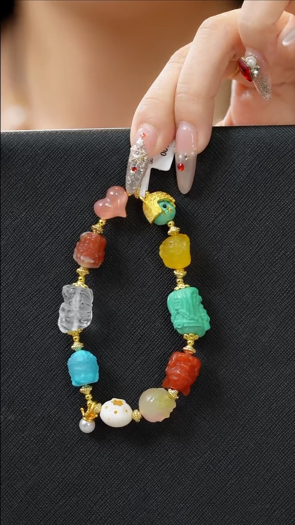 未镶嵌玛瑙/玉髓珠宝奇石27*吉祥八宝~雕刻手链/多样性发其一