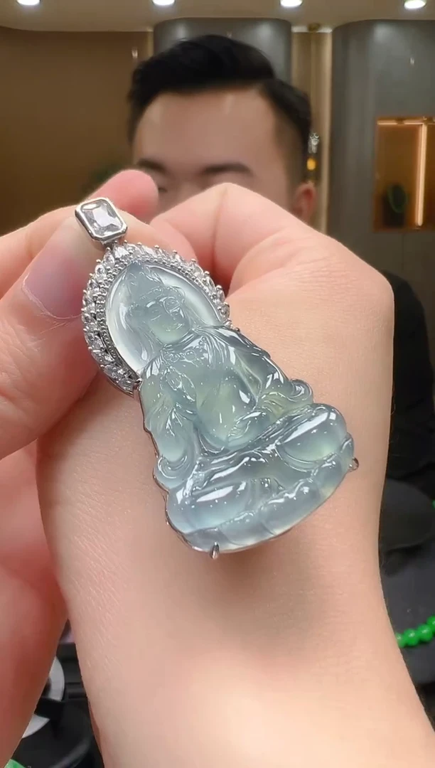 吊坠(不含链)银S925镶嵌翡翠天然A货翡翠多样性发一