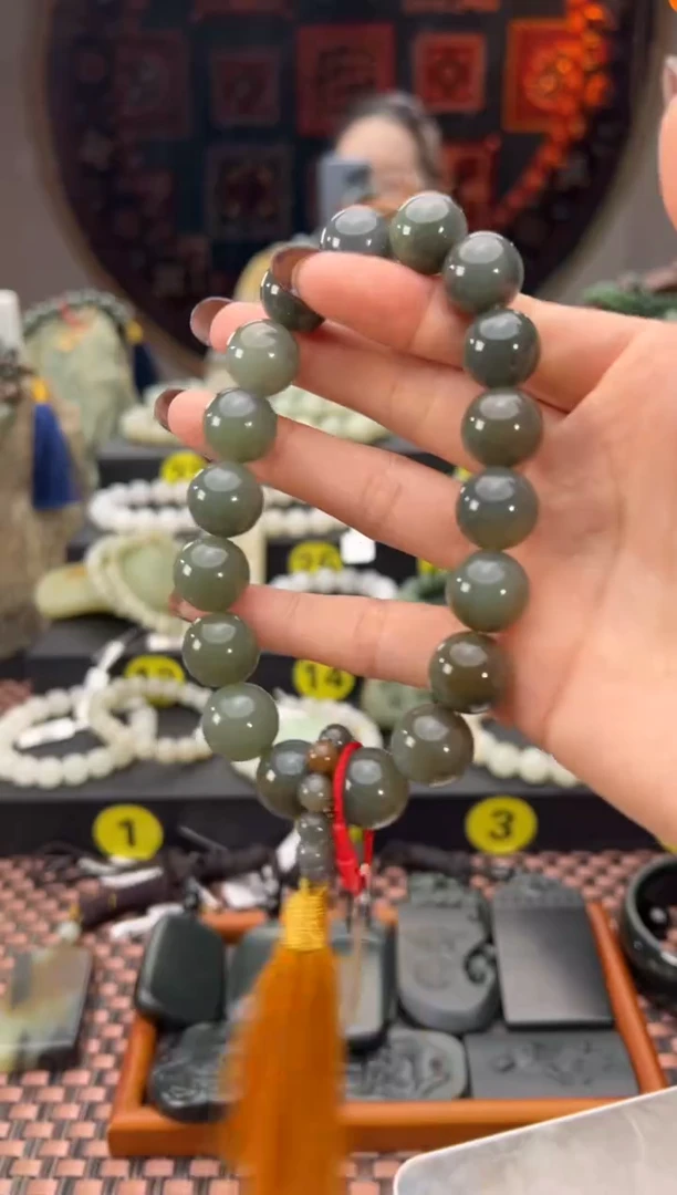 未镶嵌手串和田玉李保国矿手持卡14