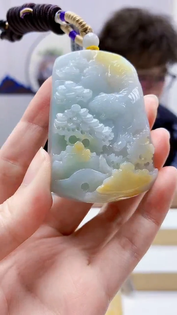 未镶嵌定制翡翠4688zm-毛货挂件山水168