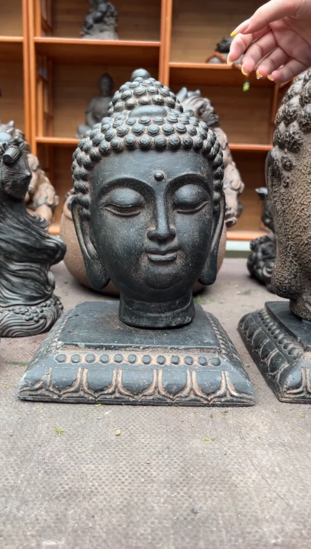 陶土【火山泥】小佛首+莲花底座