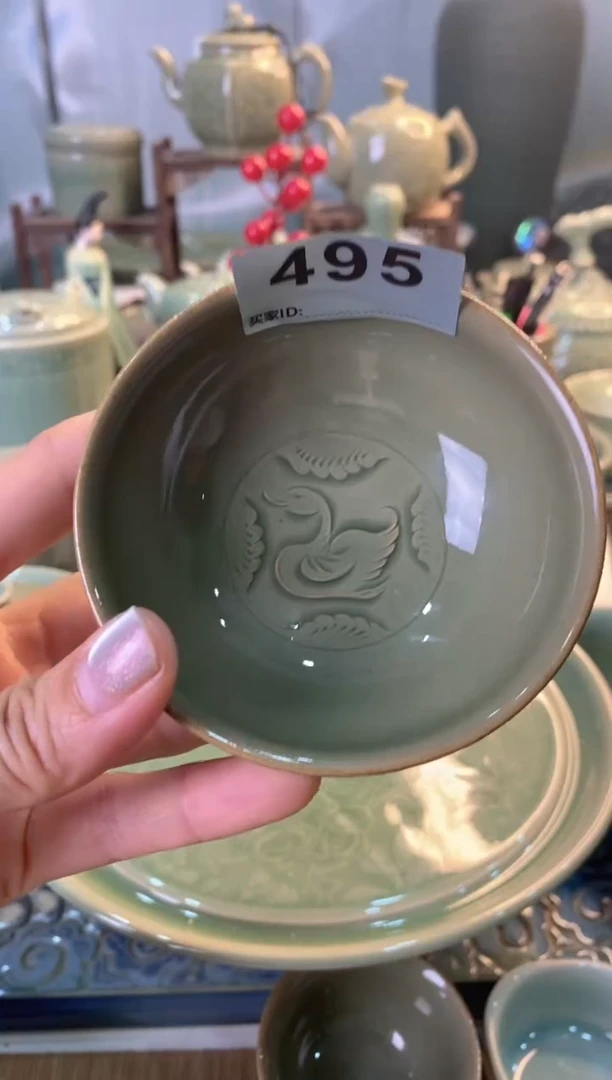 瓷片900062全手工拉胚手工花普洱杯【495号】