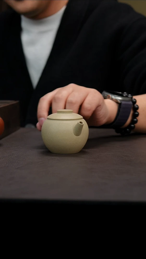 茶壶紫砂紫砂壶微瑕墨绿巨轮140cc