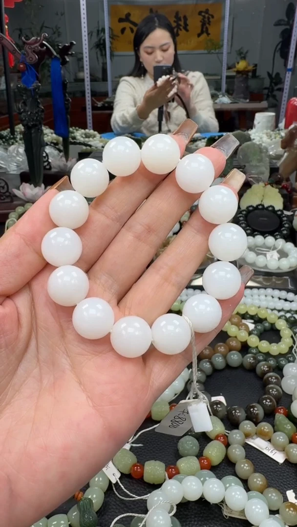 未镶嵌手串和田玉新疆天泰白玉卡15