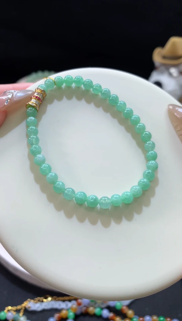 未镶嵌散珠翡翠一条冰甜绿珠