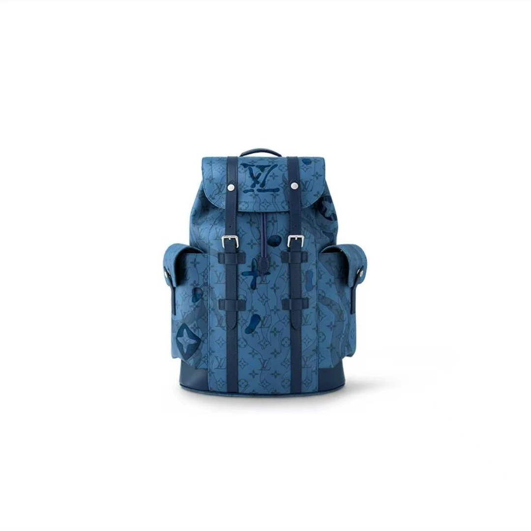 99新 LouisVuitton/路易威登 Christopher秀款 水滴蓝双肩 中号