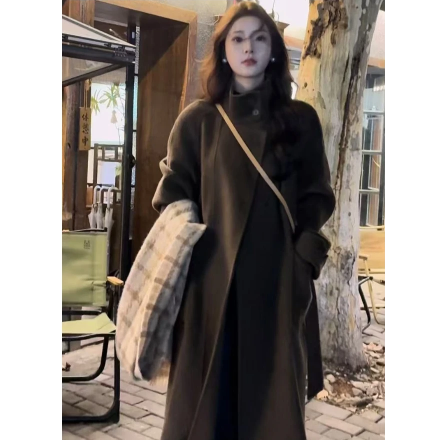 Xxia 秋冬显瘦立领系带款羊毛大衣8233