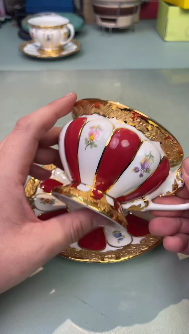 【闪购商品】瓷片梅森咖啡杯红