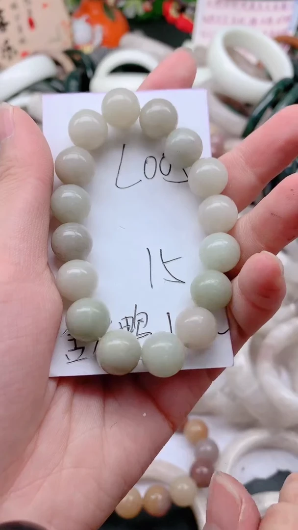 石英质玉手镯未镶嵌L005鸭蛋青12m