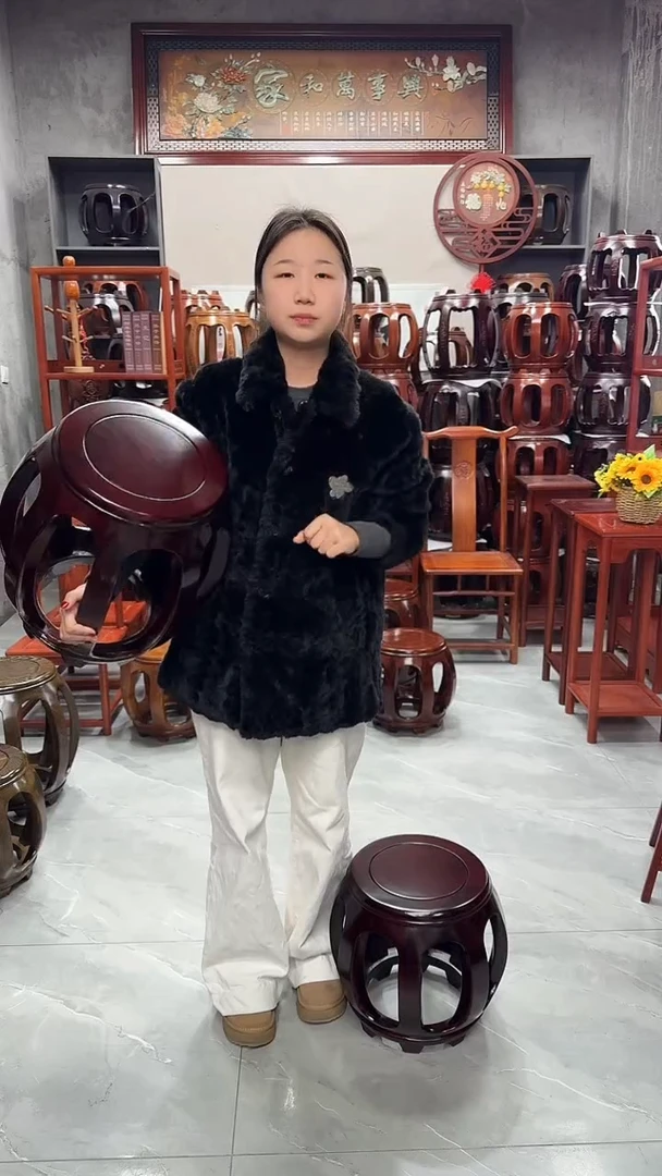 花梨木类家具酸枝色大号鼓凳4对（8条）