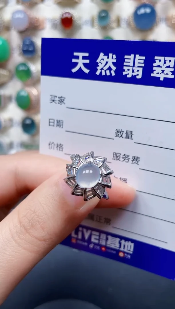 银S925镶嵌戒指翡翠100