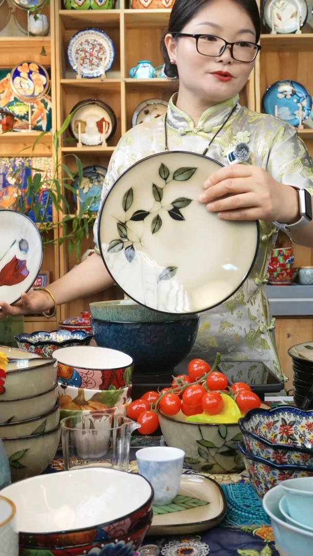 瓷片小可陶瓷高温餐具一组两个平盘