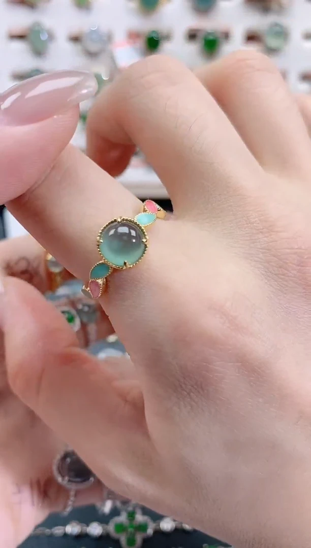 银S925镶嵌戒指翡翠天然翡翠