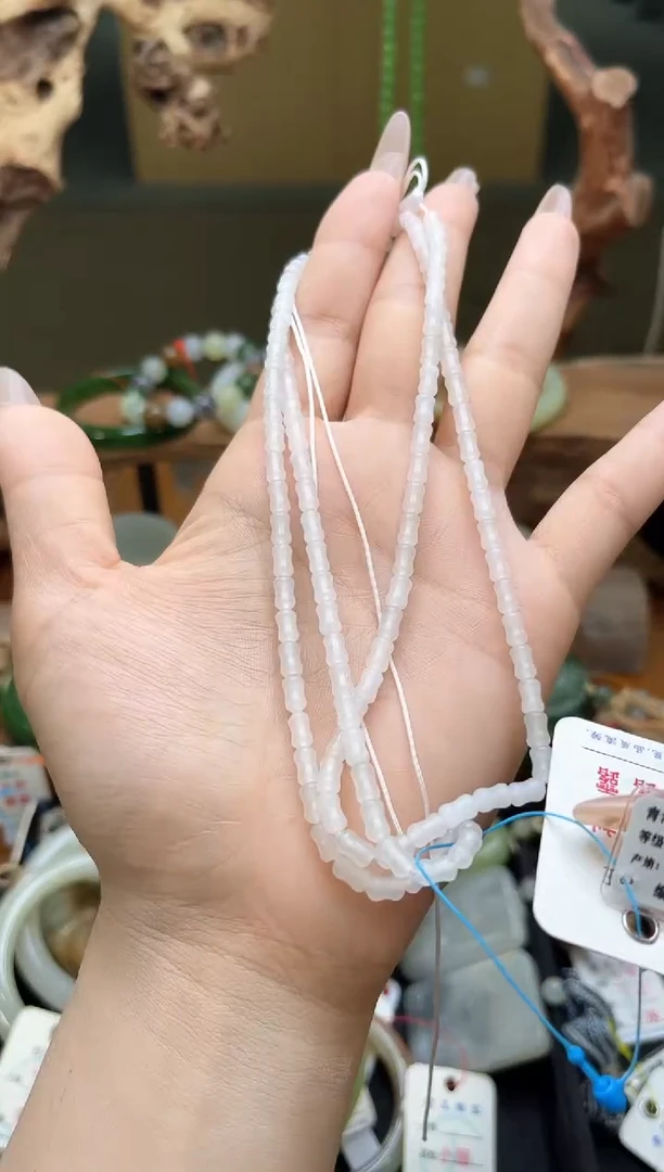 项链未镶嵌和田玉青海白玉 竹节珠链 多样性发一