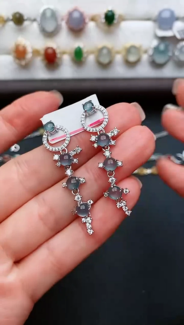 翡翠戒指银S925镶嵌...