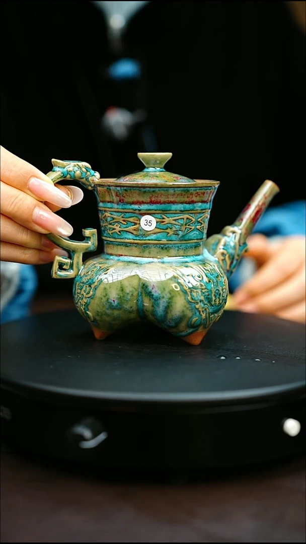 35#原矿钧瓷炉钧釉仰韶壶
