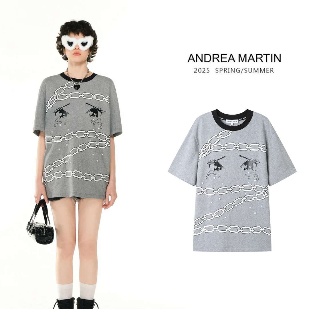 Andrea Martin 25新款灰色漫画眼T恤