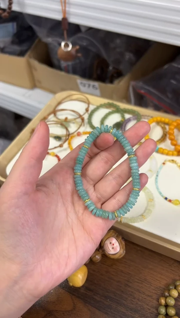 手链未镶嵌天河石老矿天河石精工蝶珠款手链
