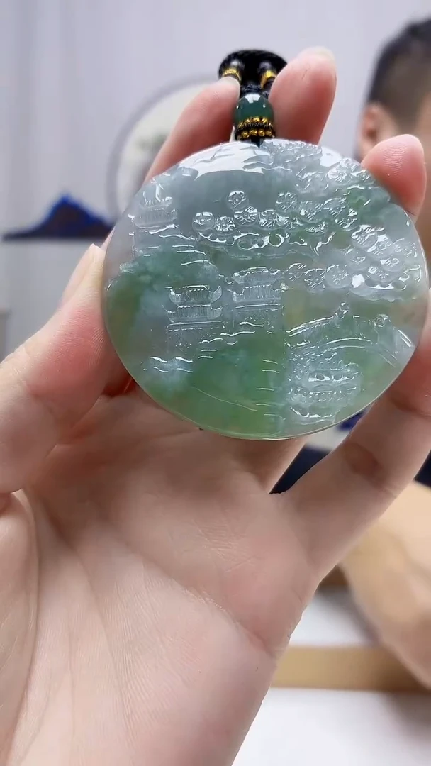 未镶嵌定制翡翠4898zm-毛货挂件山水32