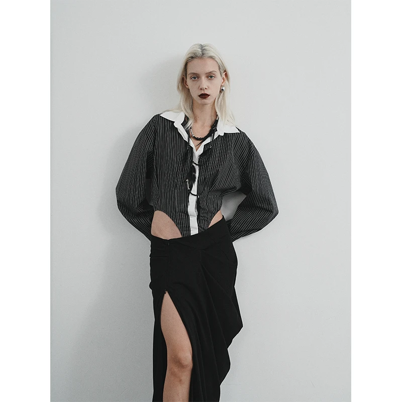 A KIND EGO海妖竖条纹连体衬衫