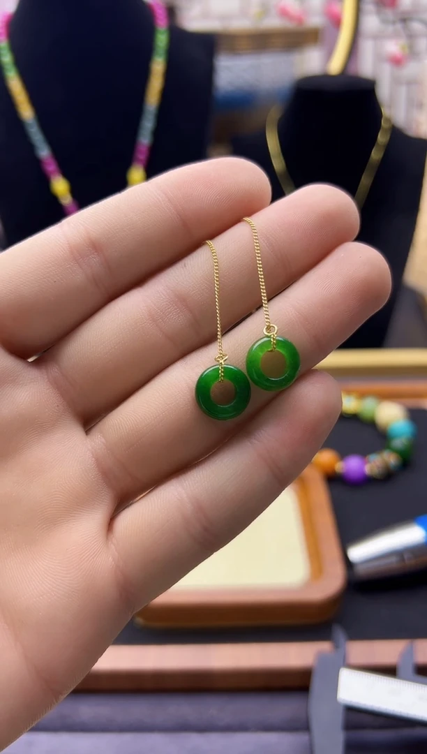 【闪购商品】翡翠耳饰14K金镶嵌E225