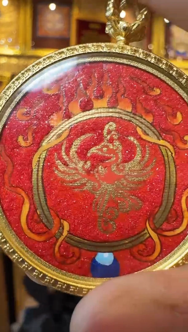 吊坠朱砂凤凰---热贡纯手绘
