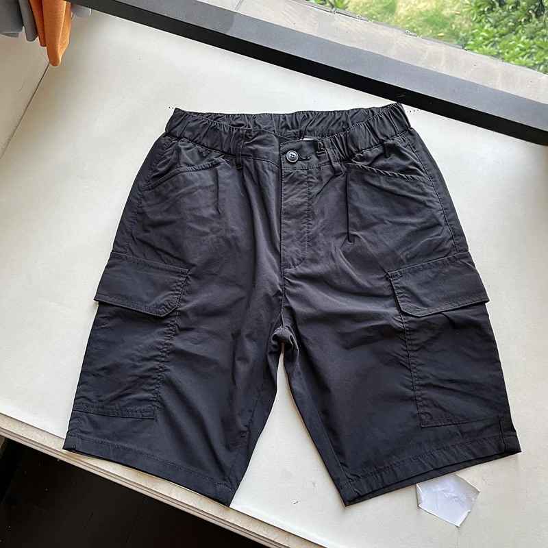 高端品质纯黑色休闲短裤男夏季轻薄冰丝速干运动潮牌百搭五分裤子