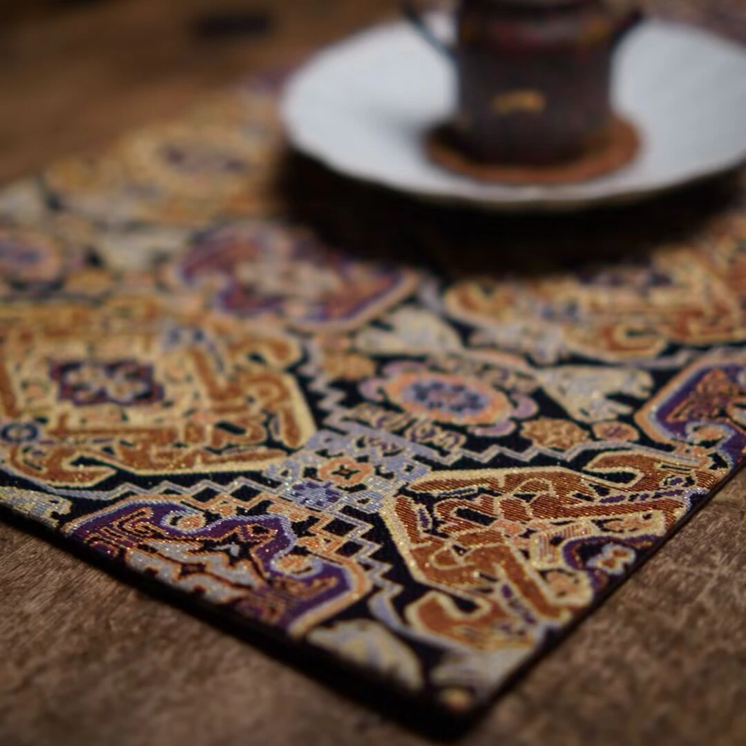 乔木手作 中式团花 中式茶席 织绣茶席 吸水茶席 干泡茶席