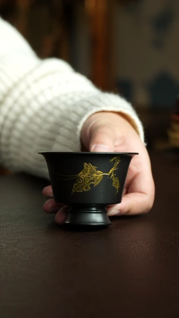 茶杯紫砂18号 朱泥手刻系列主人杯 宜兴紫砂原矿作品