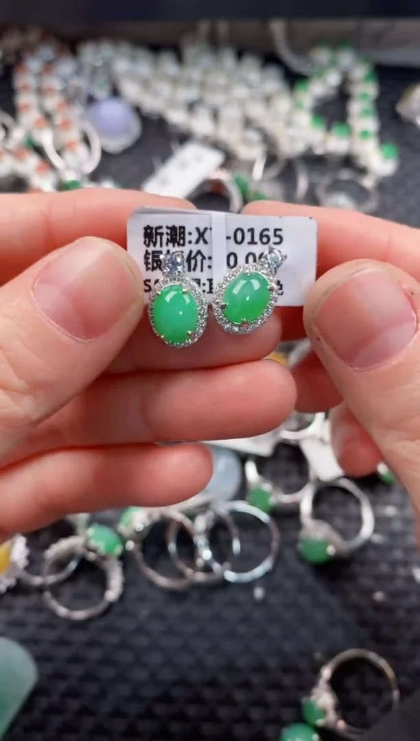 银S925镶嵌戒指翡翠7777                  3