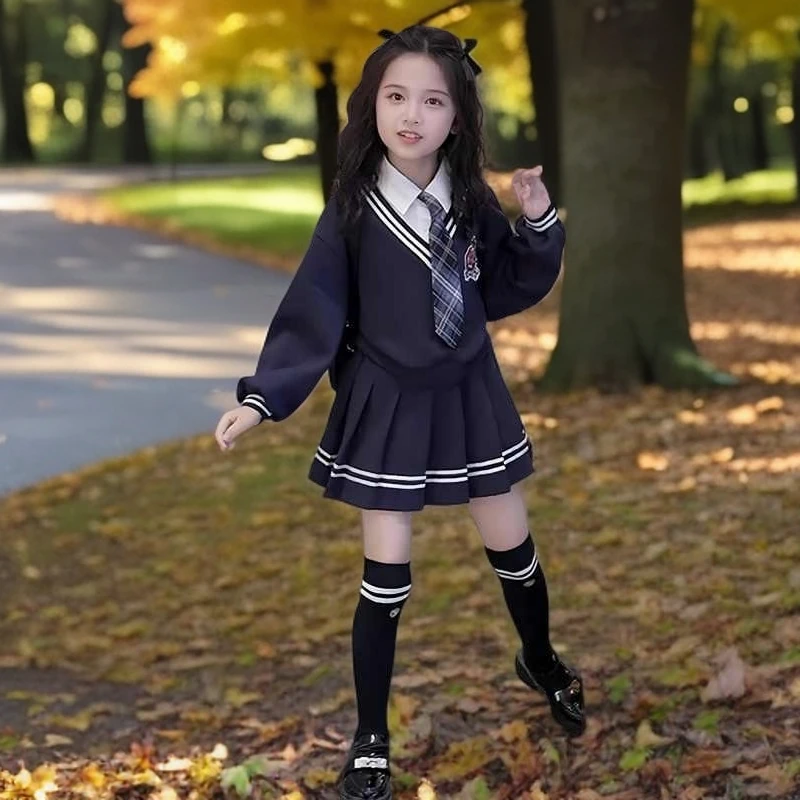 女童jk学院风套装春秋冬2025新款儿童秋装女孩卫衣百褶裙两件套