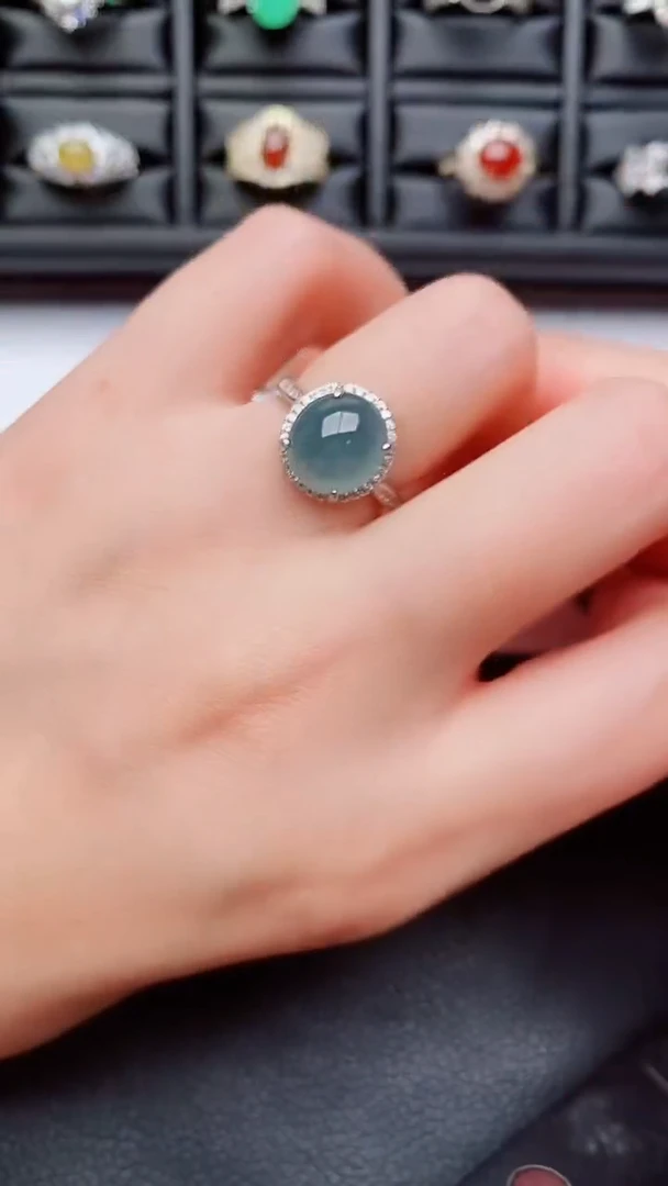 银S925镶嵌戒指翡翠...