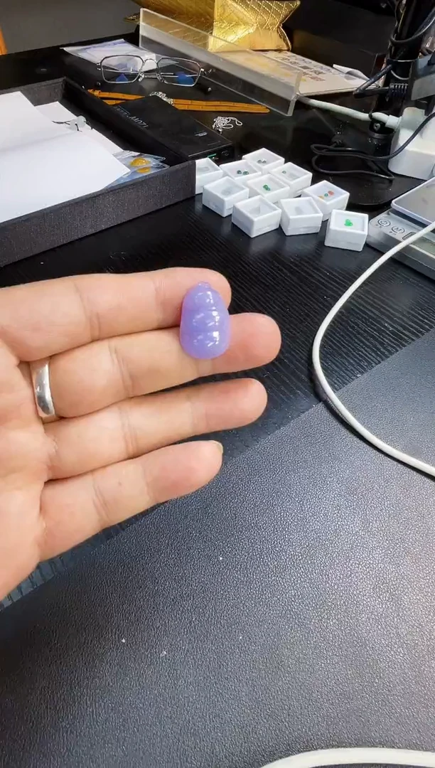 裸石翡翠豆芽0051妖紫福豆22.2*14.6*5.2